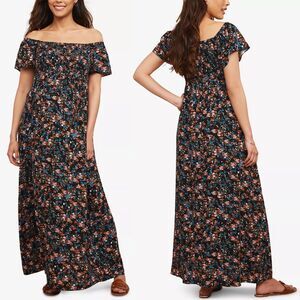 Motherhood Maternity Floral Off the Shoulder Maxi Pocket Dress Women's Medium